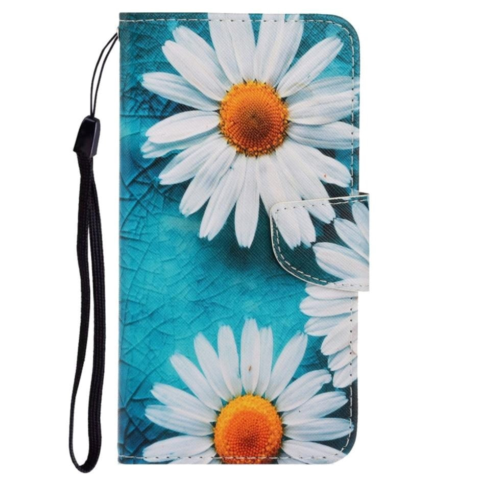 Samsung Galaxy M11 Leather Wallet Case - White Flowers