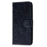 Samsung Galaxy M11 Floral Lace Leather Flip Case - Black