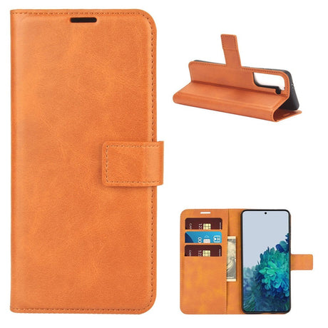 Samsung Galaxy S21 Leather Wallet Case - Latte Brown