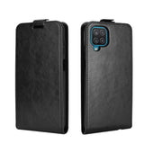 Samsung Galaxy A12 Vertical Flip Leather Case w. Card Holder - Black