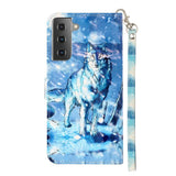 Samsung Galaxy S21+ (Plus) Shiny Leather Wallet Case - Wolf