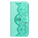 Samsung Galaxy S21+ (Plus) Leather Wallet Case - Flower Vine Imprint - Green