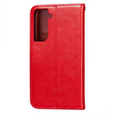 Samsung Galaxy S21+ (Plus) Leather Wallet Case - Flower Vine Imprint - Red