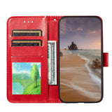 Samsung Galaxy S21+ (Plus) Leather Wallet Case - Flower Vine Imprint - Red