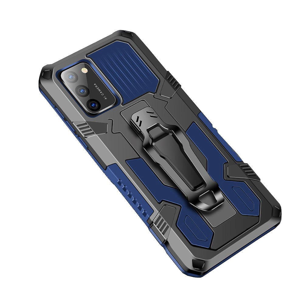 Samsung Galaxy A02s Hybrid Tough Case w. Clip - Black / Blue