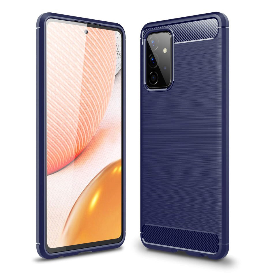 Samsung Galaxy A72 (4G / 5G) Brushed Carbon Fiber Flexible Plastic Case - Blue