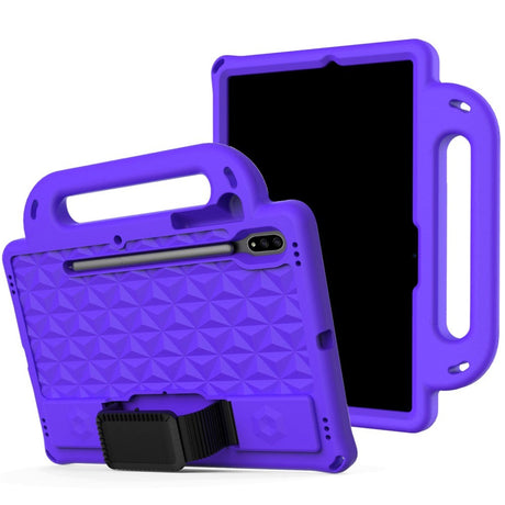 Samsung Galaxy Tab S7 Tough Case w. Pencil Holder, Strap & Shoulder Strap - Purple