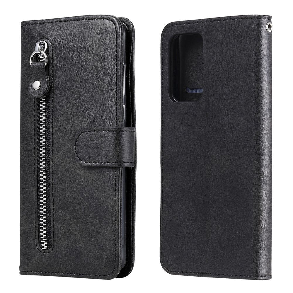 Samsung Galaxy A52s (5G) / A52 (4G / 5G) Leather Case w. Zip pocket - Black