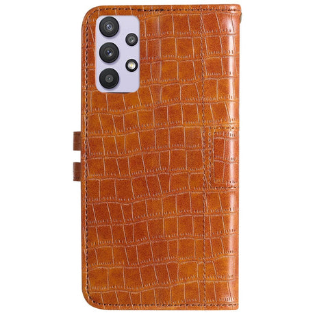 Samsung Galaxy A72 (4G / 5G) Crocodile Leather Wallet Case - Brown