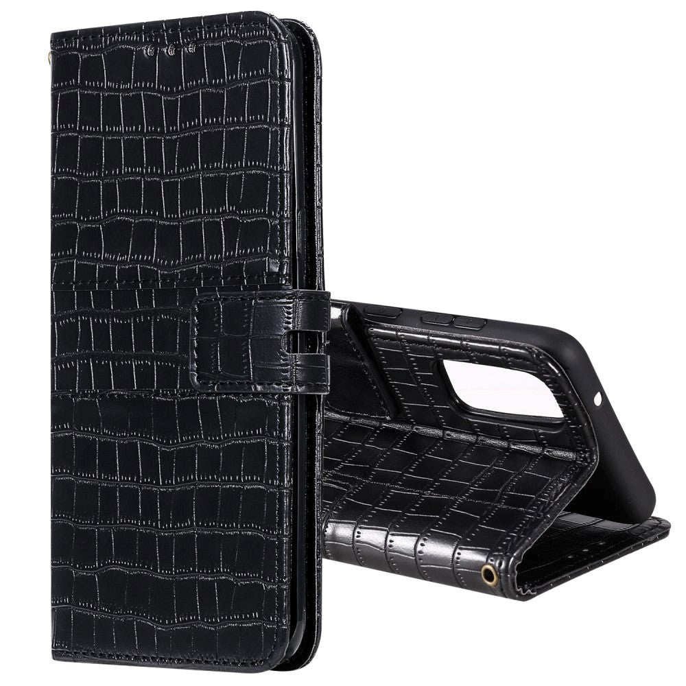 Samsung Galaxy A72 (4G / 5G) Crocodile Leather Wallet Case - Black