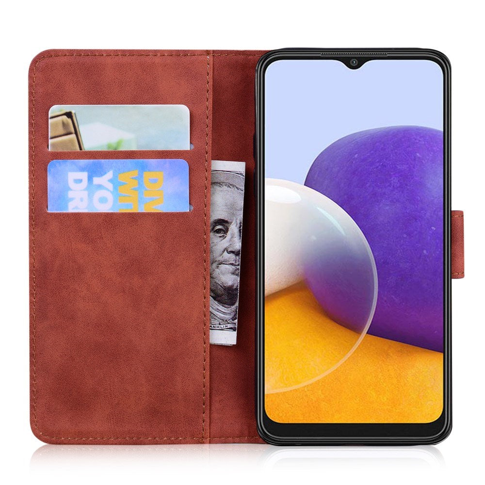 EIDERWOOD Samsung Galaxy A22 (5G) Faux Leather Flip Case with Cardholder & Stand Function - Brown