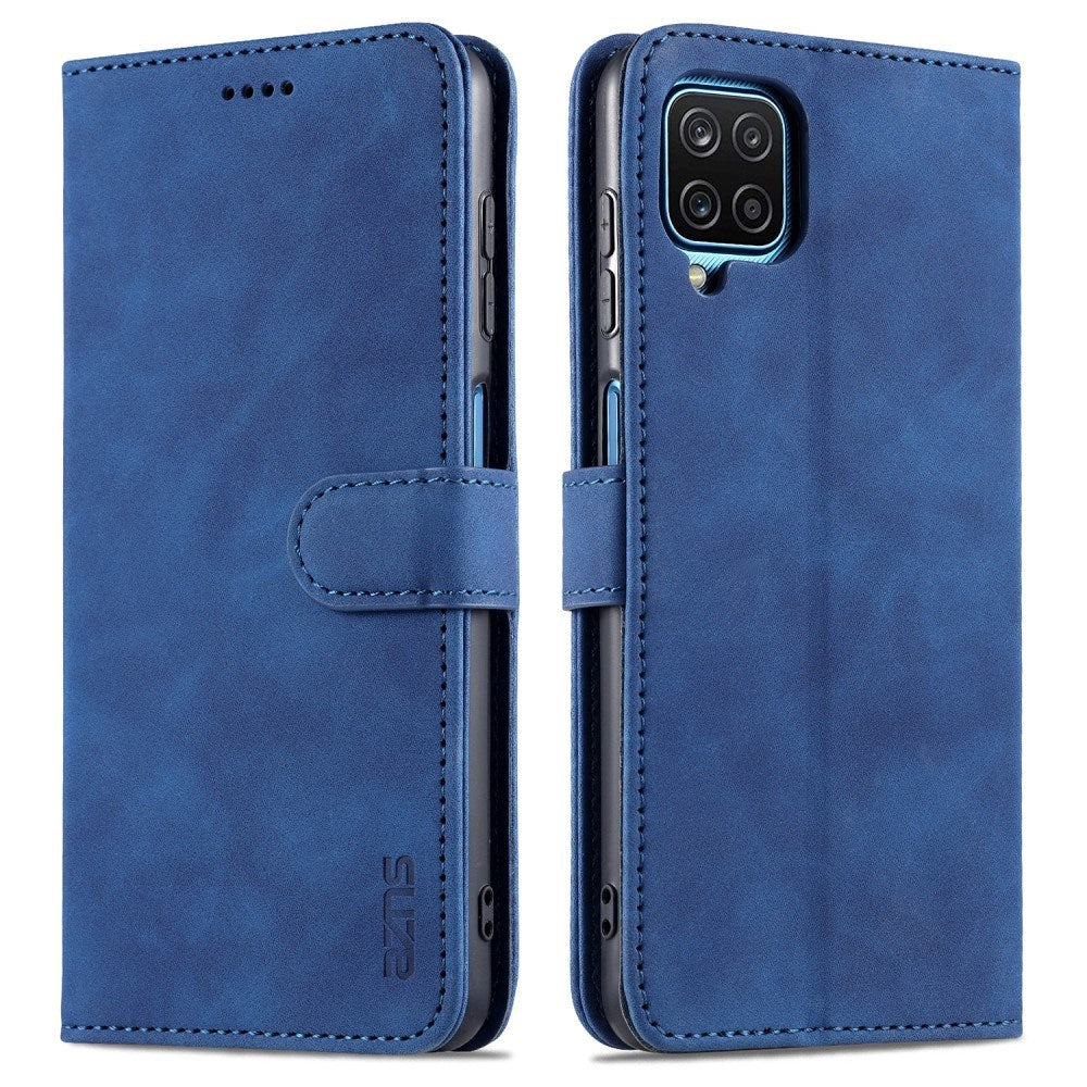 EIDERWOOD Samsung Galaxy A12 Faux Leather Flip Case with Cardholder & Stand Function - Blue