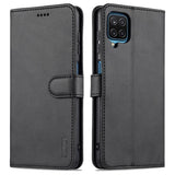 EIDERWOOD Samsung Galaxy A12 Faux Leather Flip Case with Cardholder & Stand Function - Black