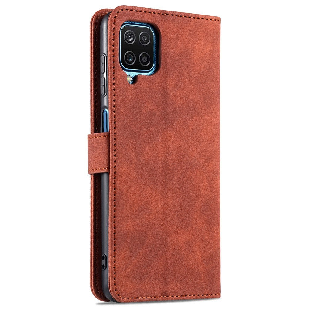 EIDERWOOD Samsung Galaxy A12 Faux Leather Flip Case with Cardholder & Stand Function - Brown