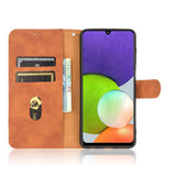 EIDERWOOD Samsung Galaxy A22 (4G) Faux Leather Flip Case with Cardholder & Stand Function - Brown