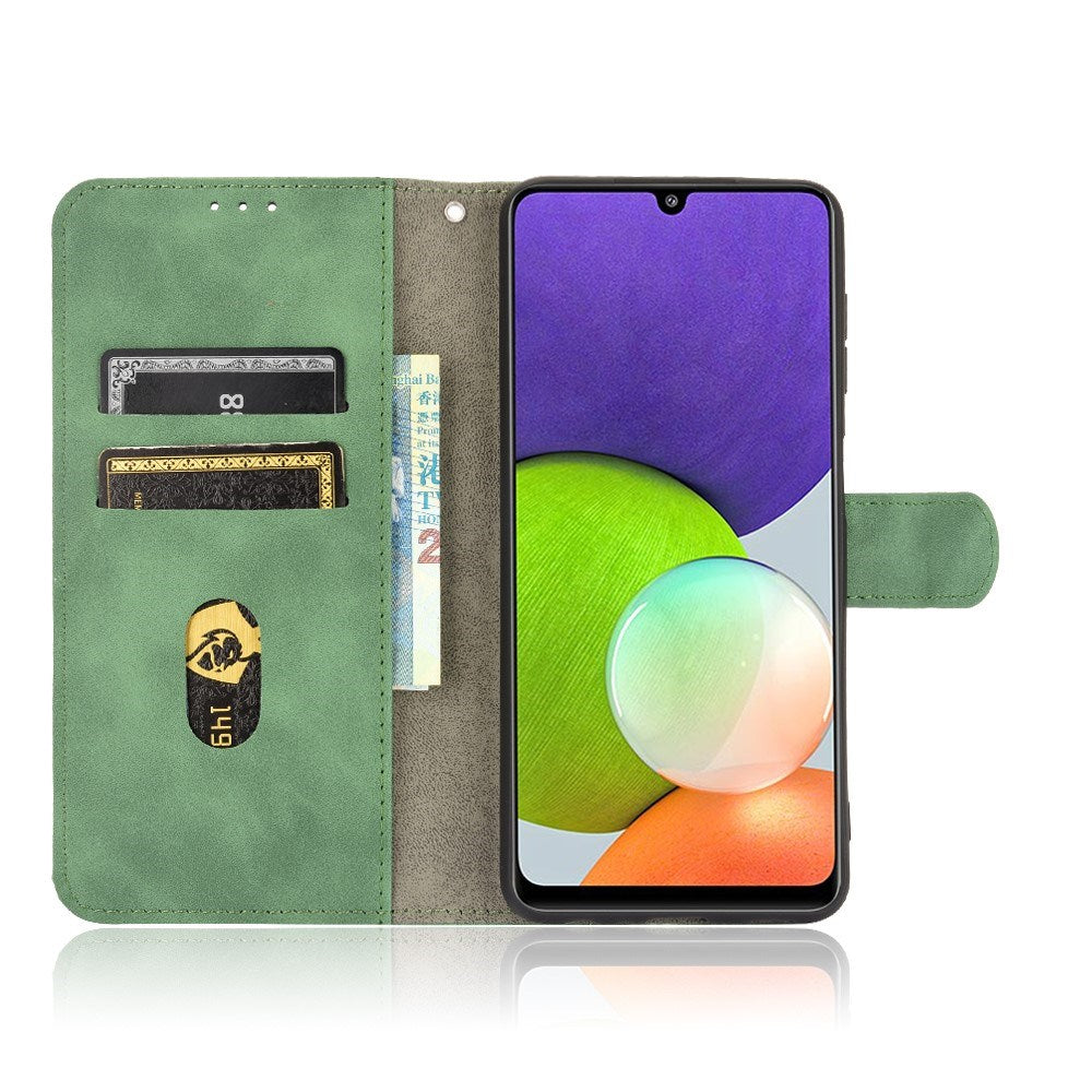 EIDERWOOD Samsung Galaxy A22 (4G) Faux Leather Flip Case with Cardholder & Stand Function - Green