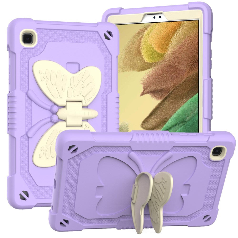 Samsung Galaxy Tab A7 Lite Kids Case - Butterfly Kickstand Case - Purple & Grey