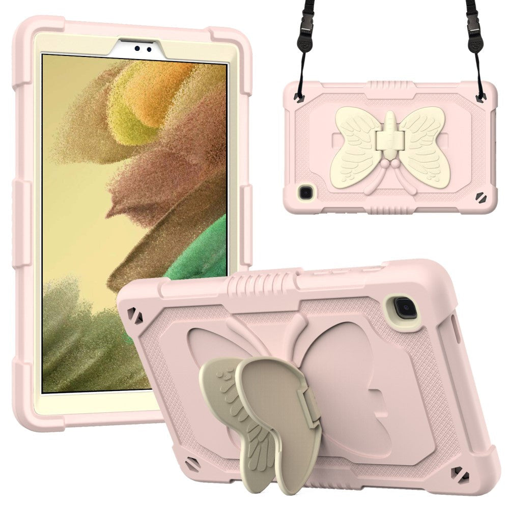 Samsung Galaxy Tab A7 Lite Kids Case - Butterfly Kickstand Case - Pink & Grey