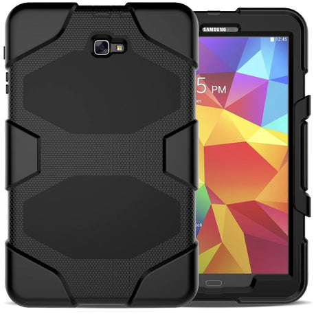 Samsung Galaxy Tab A 10.1" Hard Carry Tough Case w. Flip Stand & Screen Protector - Black