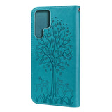 EIDERWOOD Samsung Galaxy S22 Ultra (5G) Vegan Leather Case with Card Holder and Print - Blue