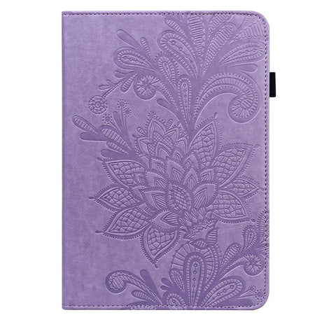 Samsung Galaxy Tab A8 10.5" (2021) - Wallet Case - Flowers Imprint - Purple