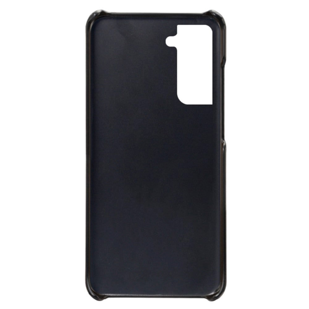 Samsung Galaxy S22 Leather Coated Plastic Case w. Card pockets - Black