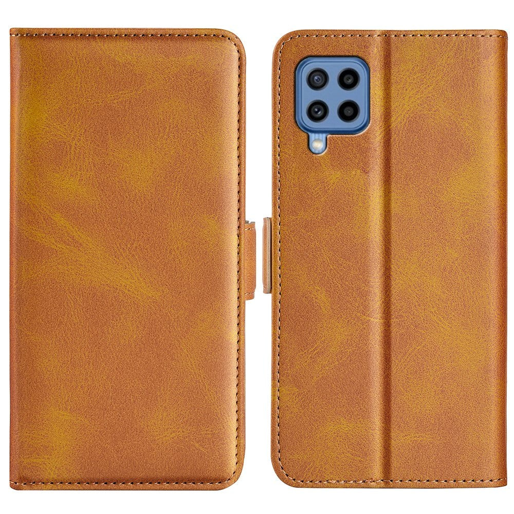 Samsung Galaxy M22 / M32 Leather Wallet Case & Kickstand - Brown