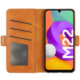 Samsung Galaxy M22 / M32 Leather Wallet Case & Kickstand - Brown