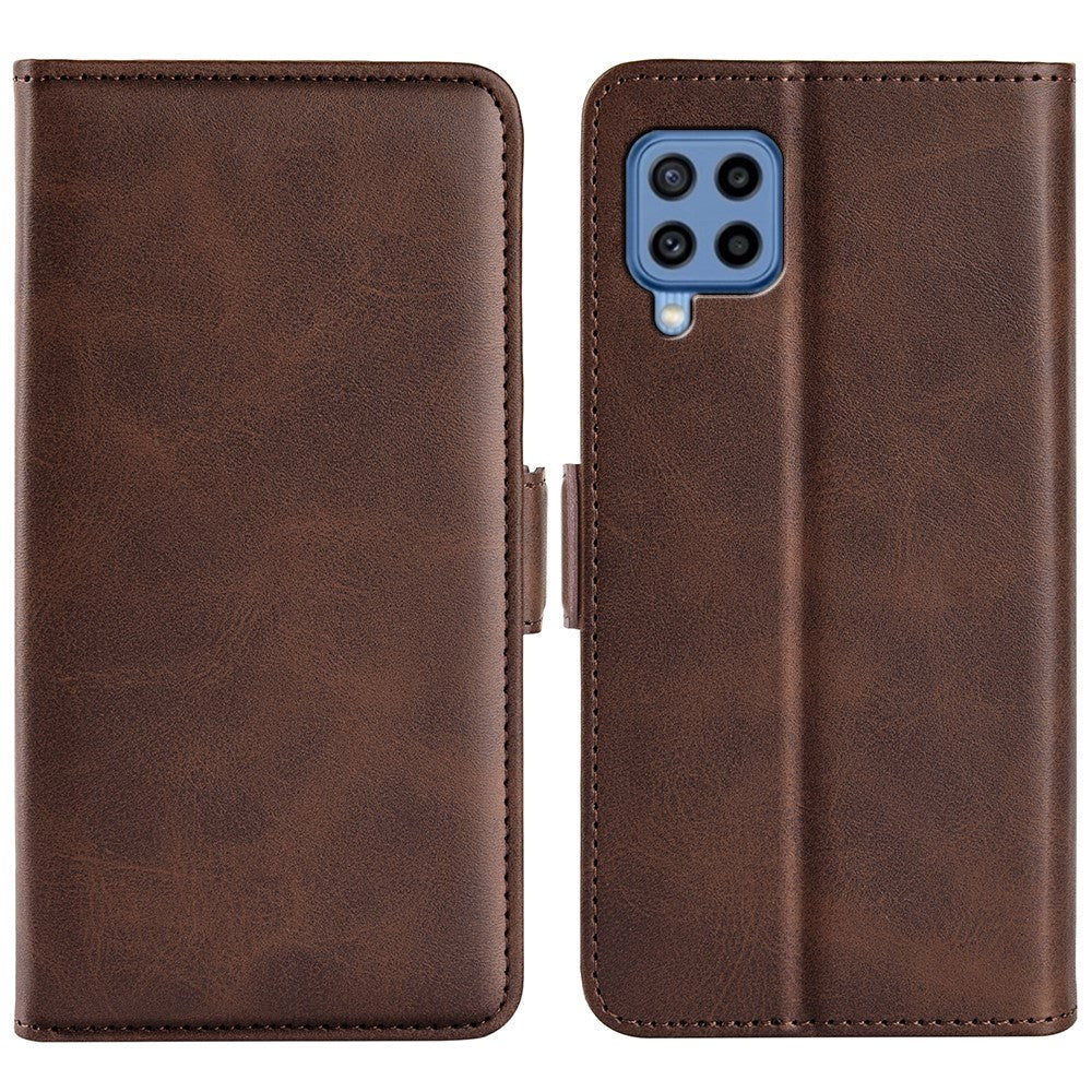 Samsung Galaxy M22 / M32 Leather Wallet Case & Kickstand - Dark brown