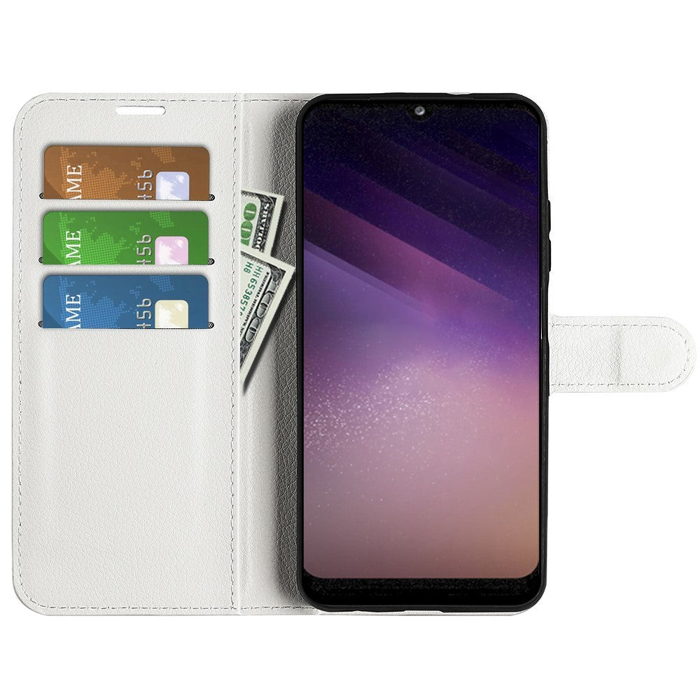 Samsung Galaxy A03 Litchi Leather Wallet Case - White