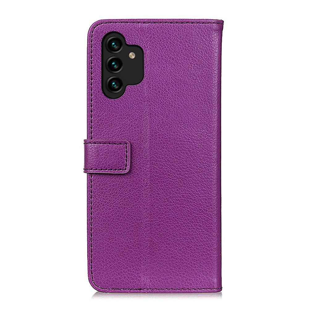 Samsung Galaxy A13 (4G) Litchi Leather Wallet Case - Purple