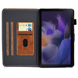 Samsung Galaxy Tab A8 10.5 (2021) Leather Flip Case w. Pencil Holder & Card Holder - Brown