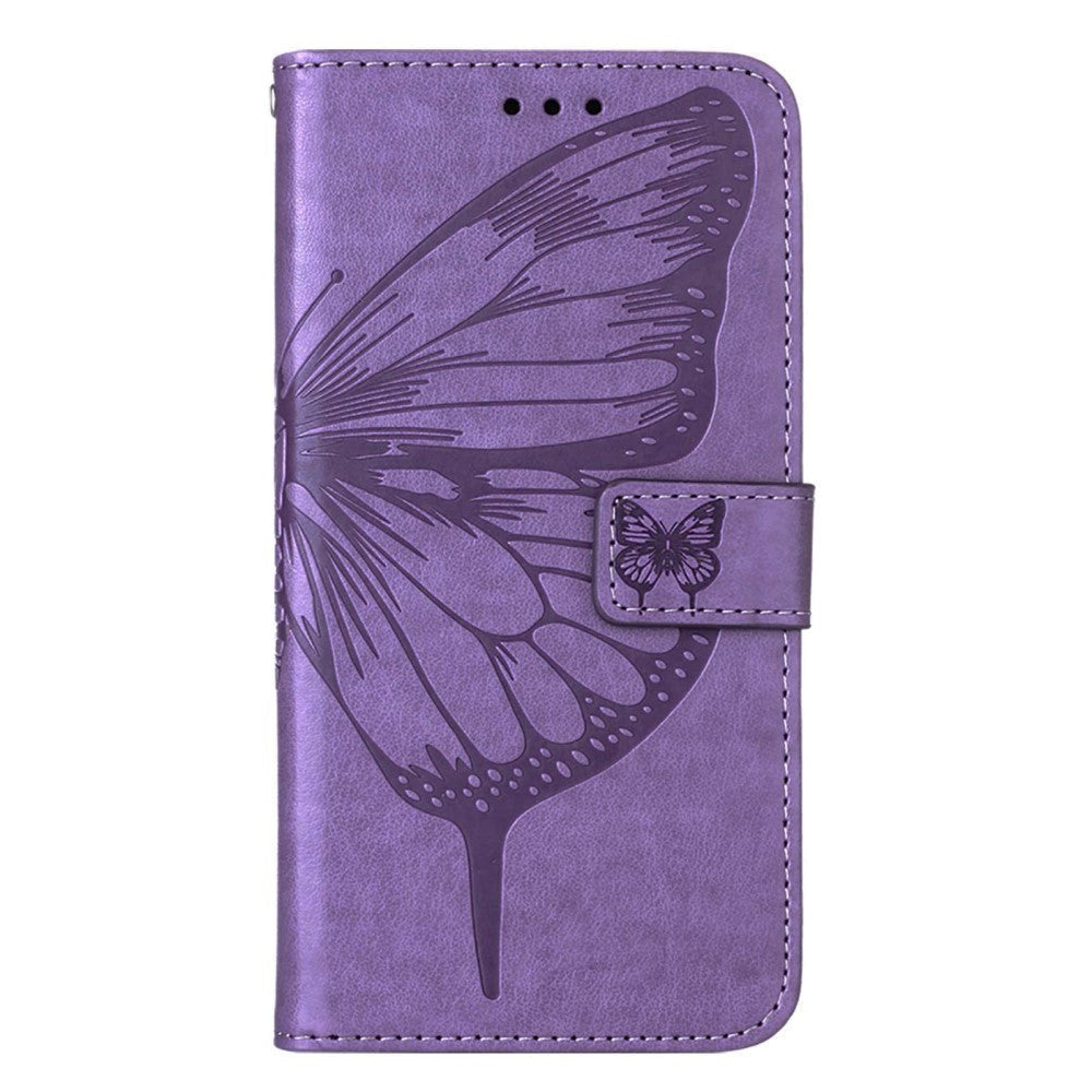 Samsung Galaxy A03 Leather Wallet Case Butterflies & Flowers - Purple