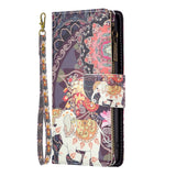 Samsung Galaxy A73 (5G) Leather Case w. Large Wallet - Flowers Elephant