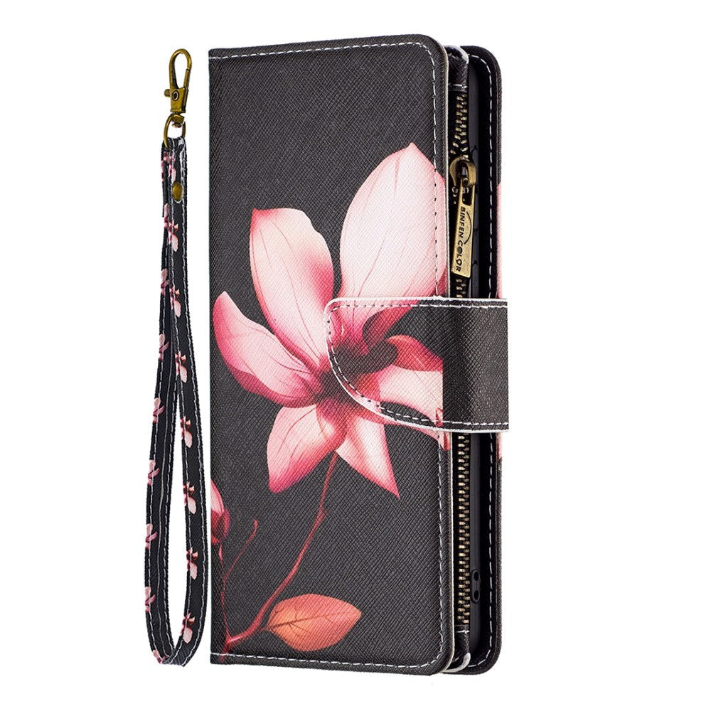 Samsung Galaxy A73 (5G) Leather Case w. Large Wallet - Pink Flower