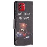 Samsung Galaxy A03 Case with Large Wallet in Leather - Do not Touch My Phone Bear - Black