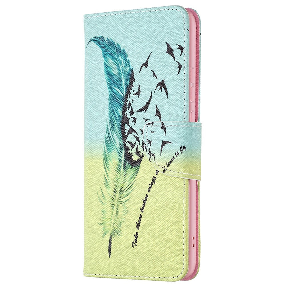 Samsung Galaxy A03 Case with Large Wallet in Leather - Feather and Birds