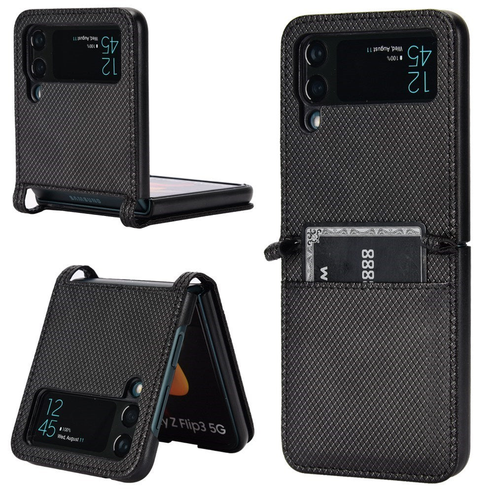 EIDERWOOD Samsung Galaxy Z Flip3 (5G) Faux Leather Case with Card Holder - Black