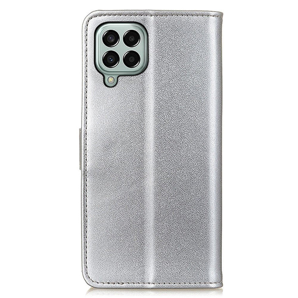 Samsung Galaxy M33 Leather Wallet Case & Kickstand - Silver