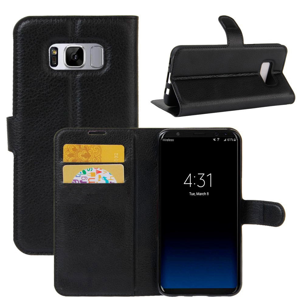 Samsung Galaxy S8+ (S8 Plus) Soft Pouch Leather Wallet Case Black