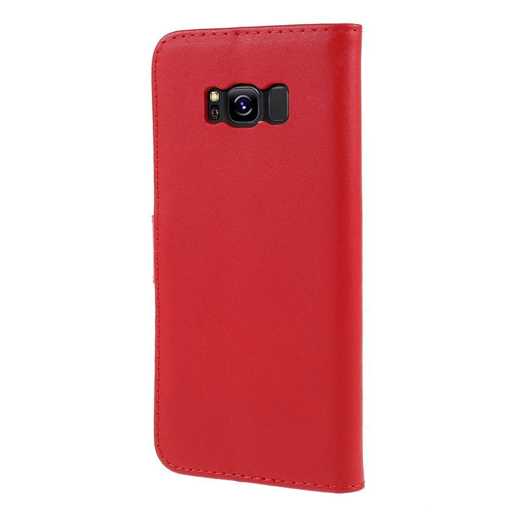 Samsung Galaxy S8 Glossy Leather Wallet Case - Red