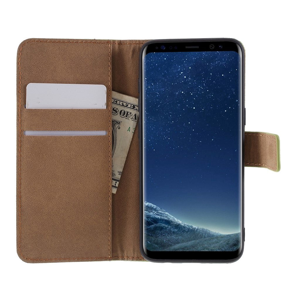 Samsung Galaxy S8 Glossy Leather Wallet Case - Green