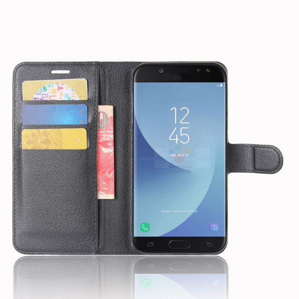 Samsung Galaxy J5 (2017) Soft Pouch Leather Wallet Case Black