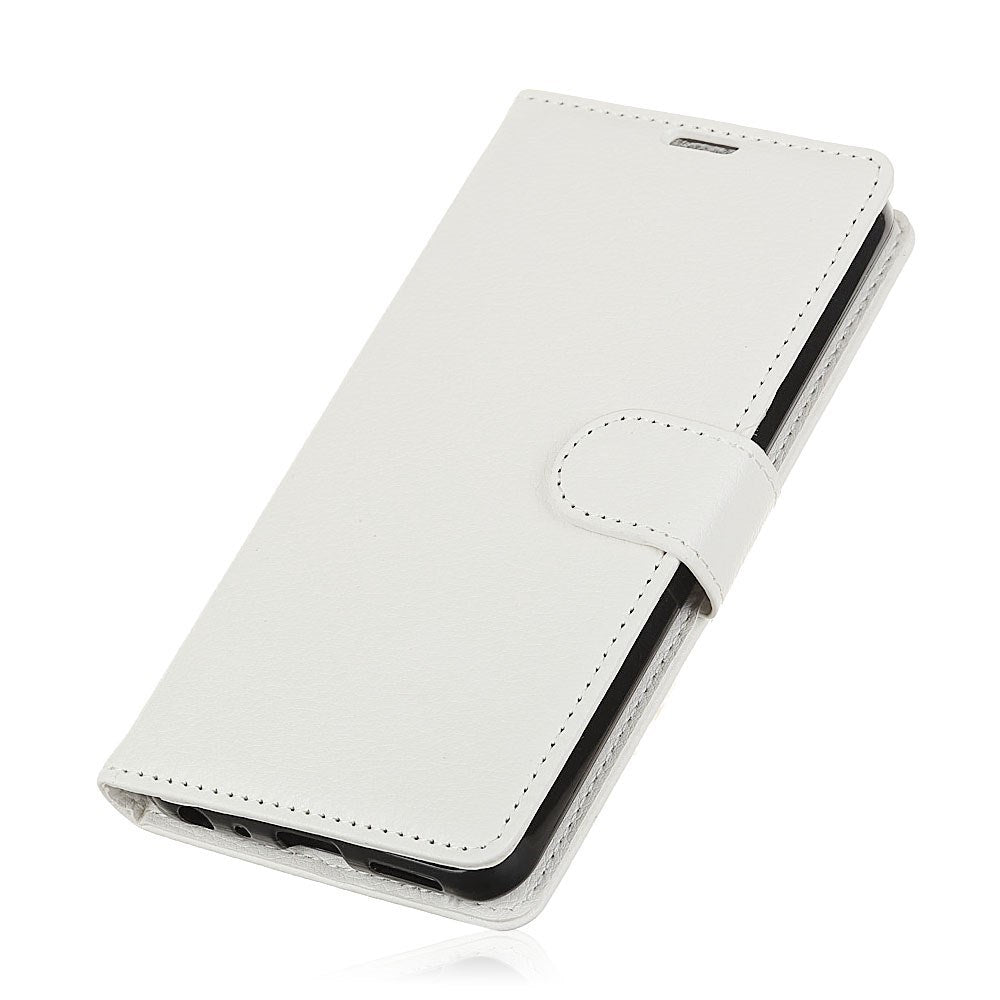 Sony Xperia XZ3 Litchi PU Leather Flip Case w. Stand and Card Holder - White