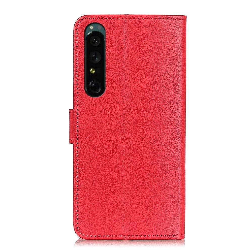 Sony Xperia 1 IV PU Litchi Leather Wallet Case - Red