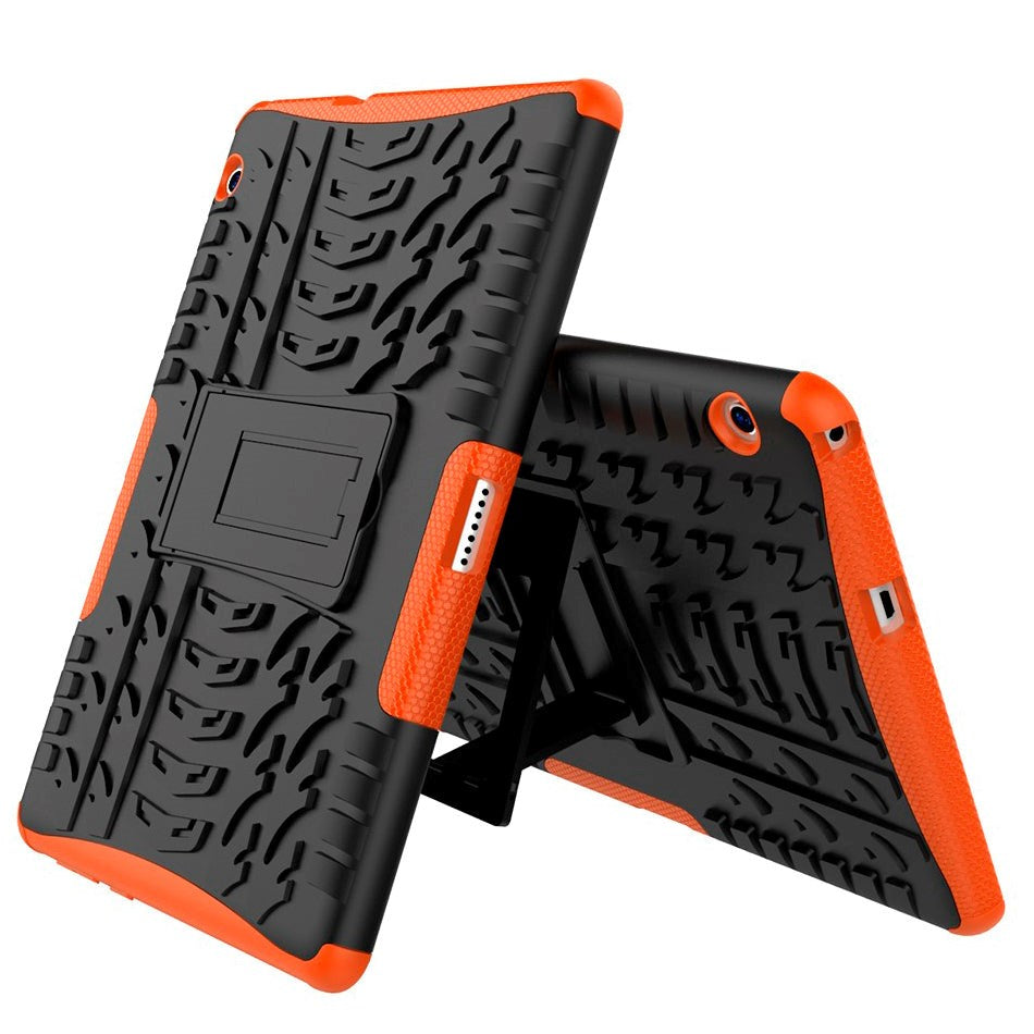 Huawei MediaPad T3 10 Tough Case - Slim 2-in-1 Case - Black / Orange