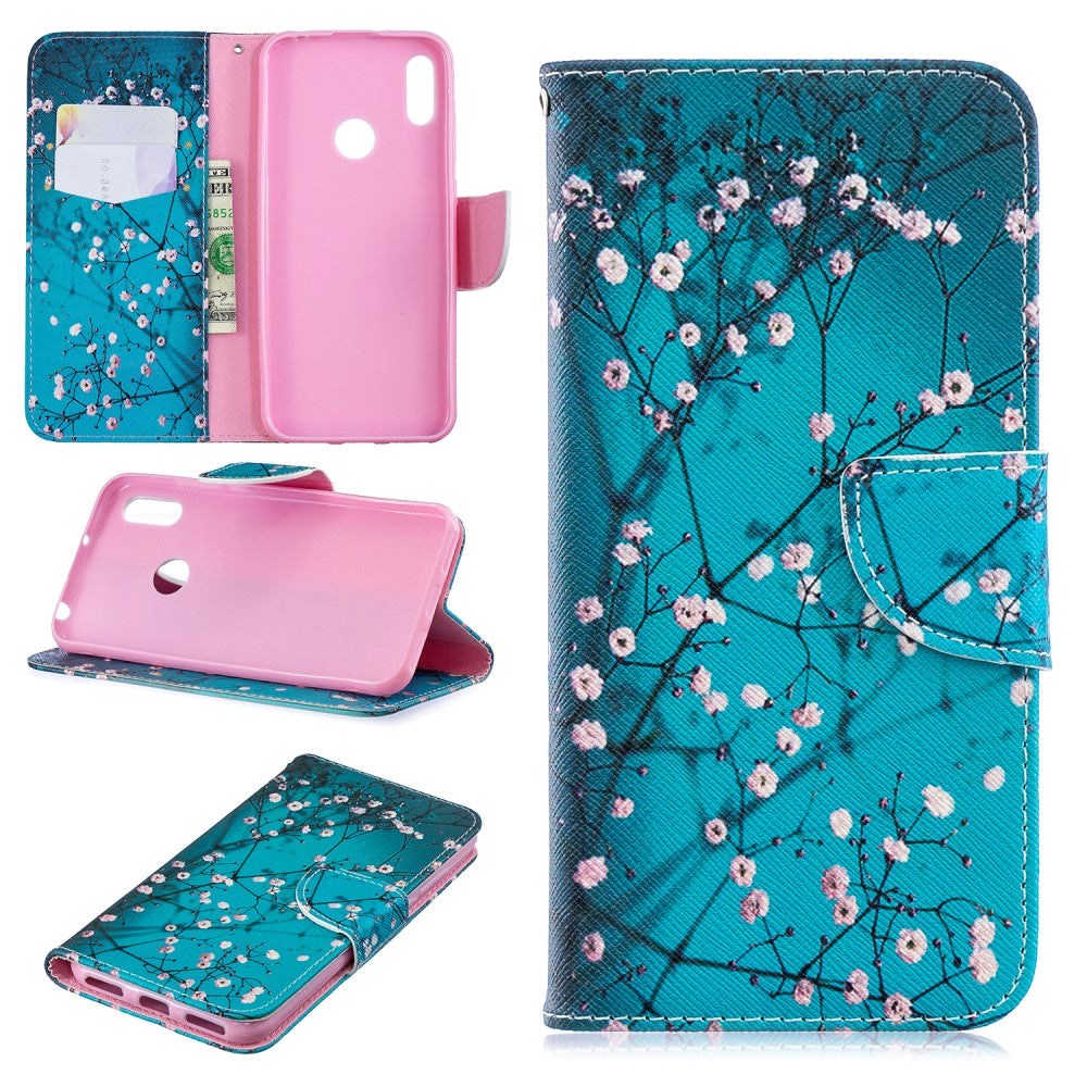 Huawei Y6 / Y6s (2019) Leather Wallet Case - Flower branches