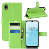 Huawei Y5 (2019) Litchi Leather Wallet Case - Green