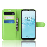 Huawei Y5 (2019) Litchi Leather Wallet Case - Green