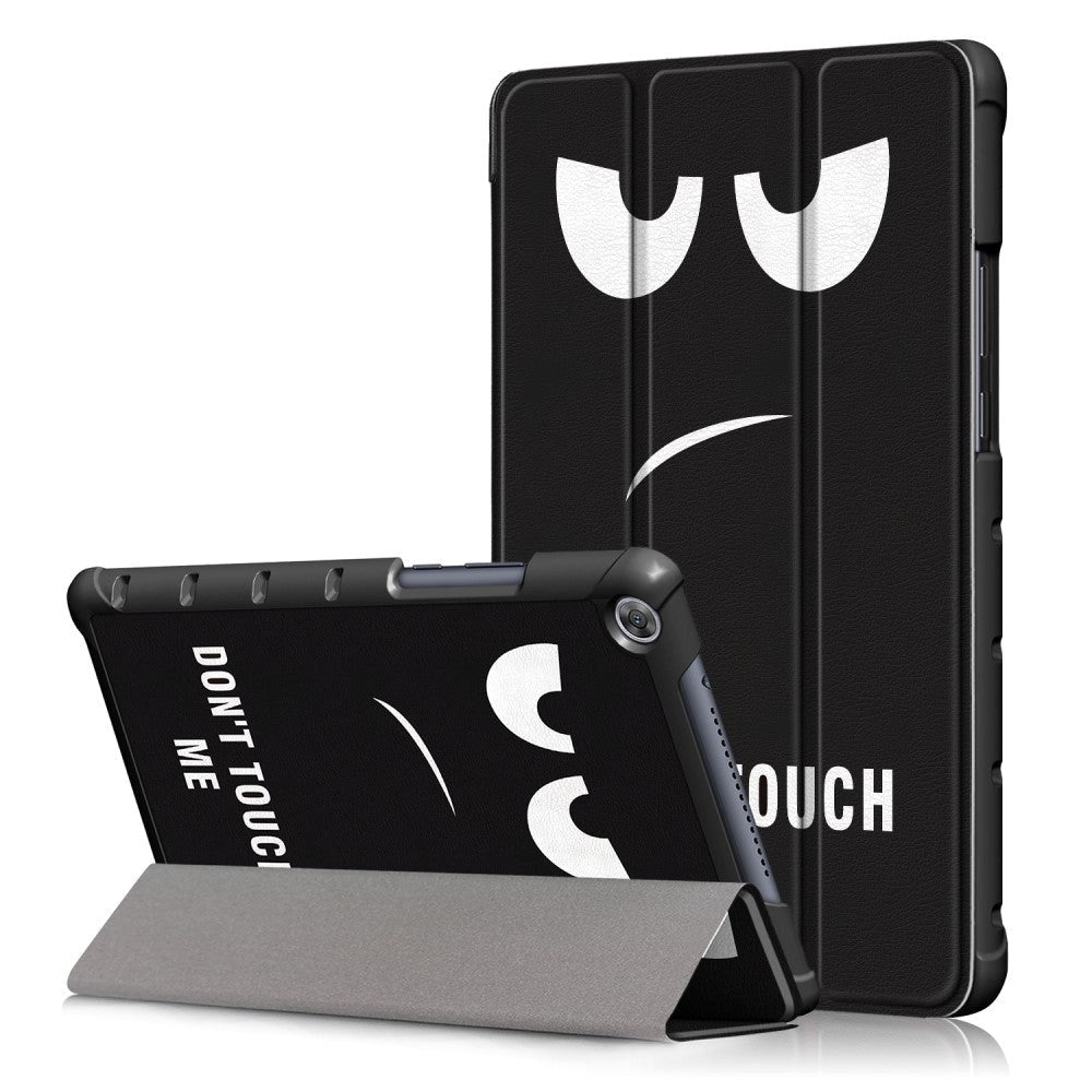 Huawei MediaPad M5 Lite 8 Leather Case w. Fold & Stand function - Angry Smiley "Don't Touch Me"